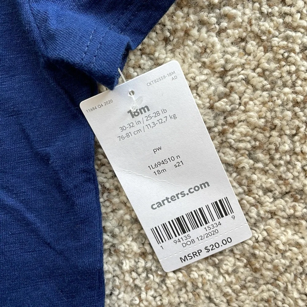 NWT Carters 18 month navy blue top with detail bottom
